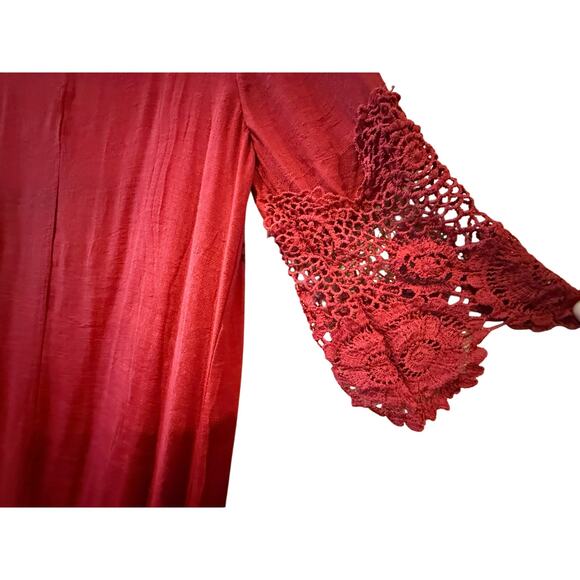 New York & Company Women’s Dark Orange Midi Shift‎ Dress With Crochet Size L - Picture 8 of 14